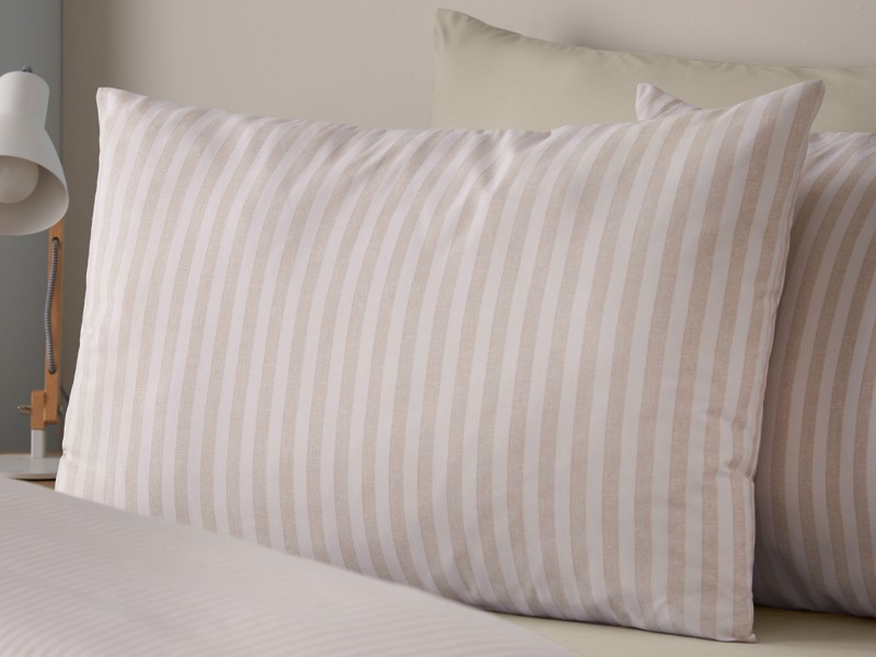 Catherine Lansfield Epping Stripe Natural Super King Size Duvet Cover Set2