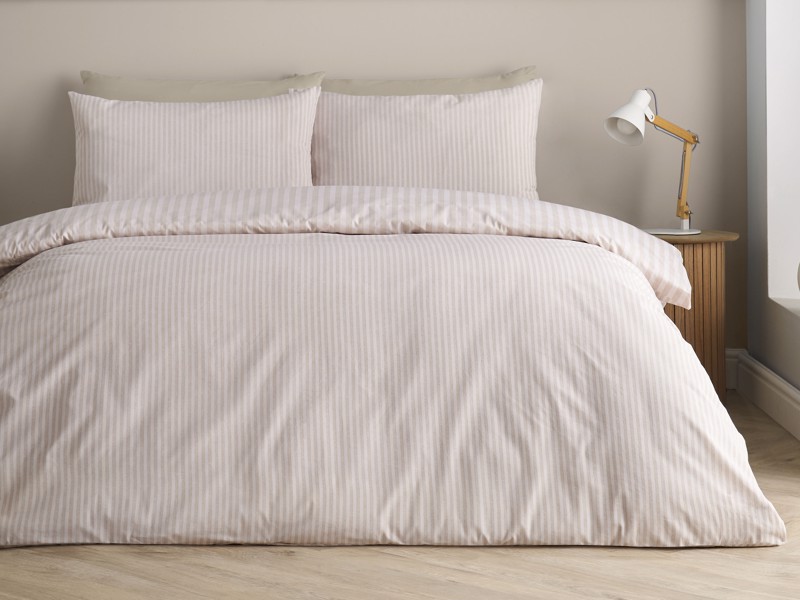 Catherine Lansfield Epping Stripe Natural Super King Size Duvet Cover Set3
