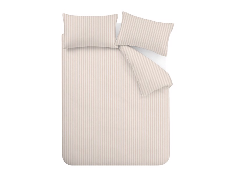 Catherine Lansfield Epping Stripe Natural Super King Size Duvet Cover Set6