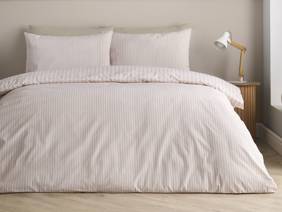 Catherine Lansfield Epping Stripe Natural Super King Size Duvet Cover Set3