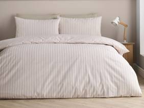 Catherine Lansfield Epping Stripe Natural Super King Size Duvet Cover Set5