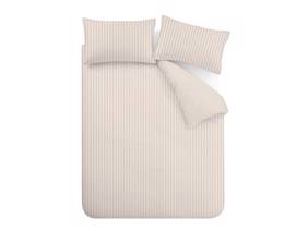 Catherine Lansfield Epping Stripe Natural Super King Size Duvet Cover Set6