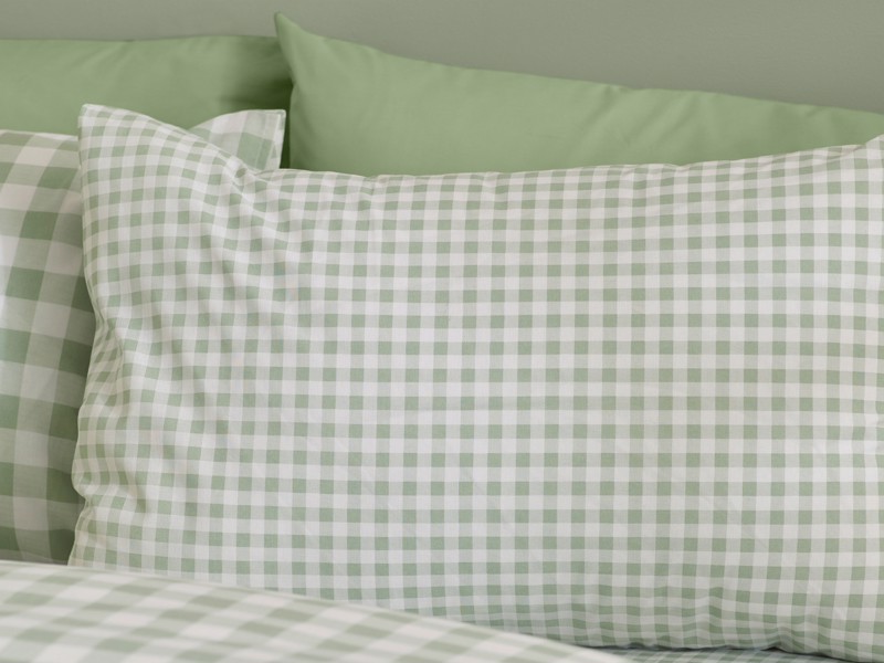 Catherine Lansfield Bamford Gingham Check Green Duvet Cover Set2