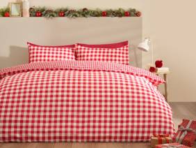 Catherine Lansfield Bamford Gingham Check Red Duvet Cover Set1