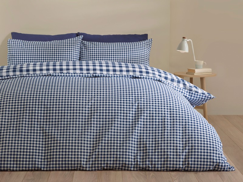 Catherine Lansfield Bamford Gingham Check Navy Duvet Cover Set3