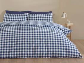 Catherine Lansfield Bamford Gingham Check Navy Duvet Cover Set1
