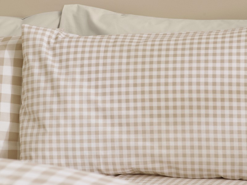 Catherine Lansfield Bamford Gingham Check Natural Duvet Cover Set2