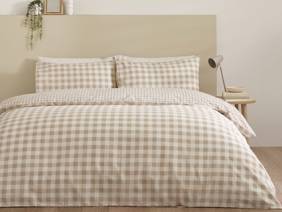 Catherine Lansfield Bamford Gingham Check Natural Duvet Cover Set1