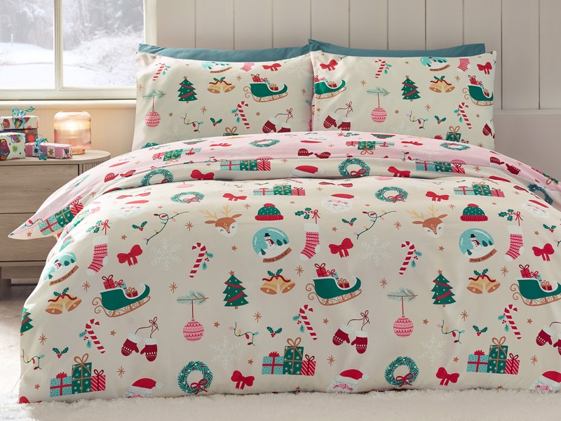 Catherine Lansfield Christmas Happy Holidays Duvet Cover Set3