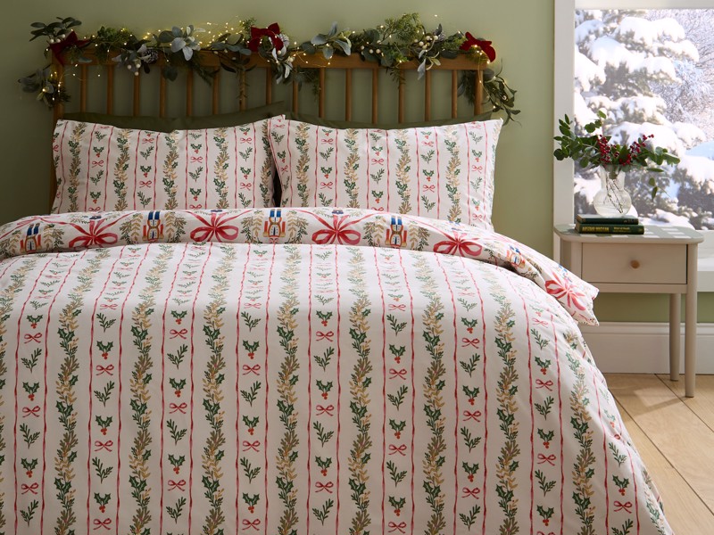 Catherine Lansfield Christmas Nutcracker Bows Duvet Cover Set3