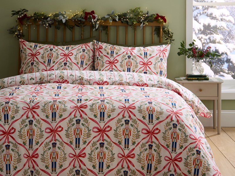 Catherine Lansfield Christmas Nutcracker Bows Duvet Cover Set5