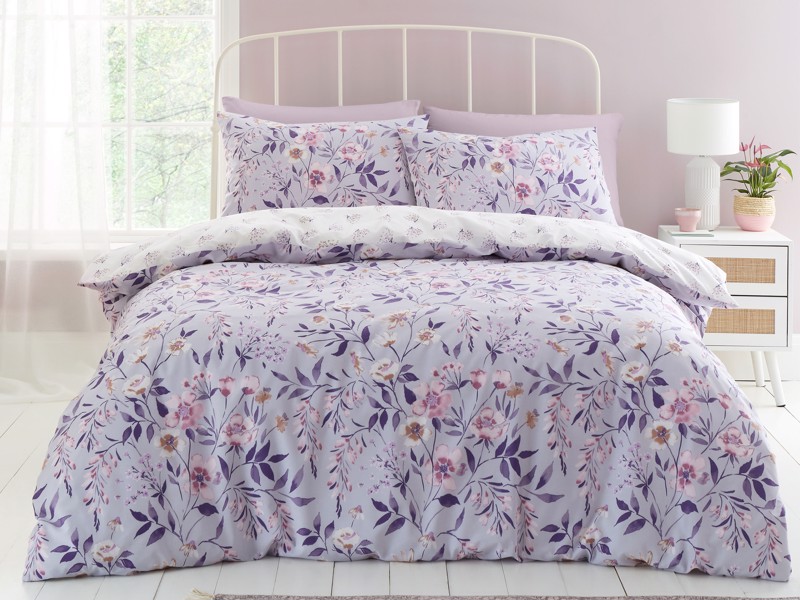 Catherine Lansfield Isadora Floral Lilac Duvet Cover Set1