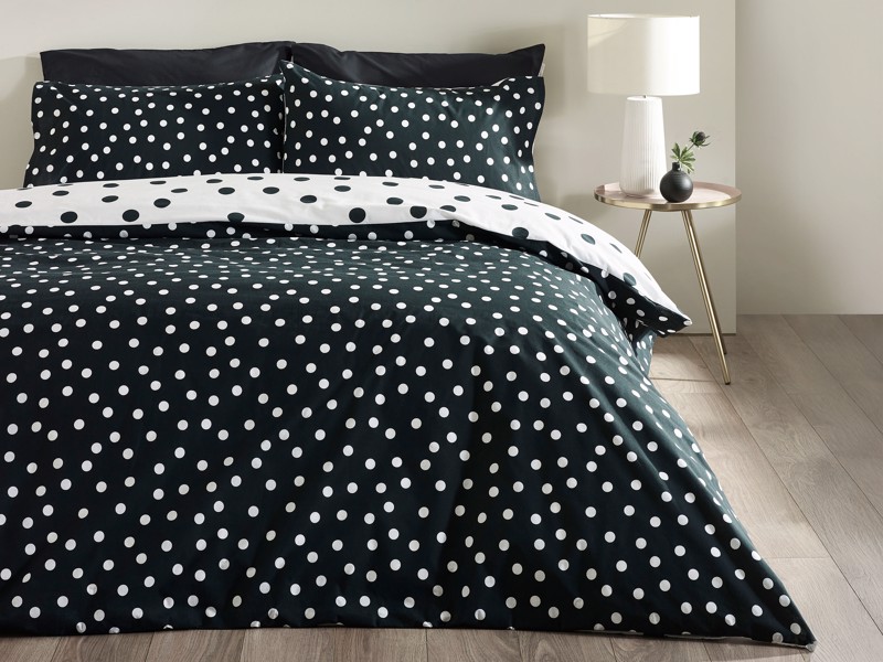 Catherine Lansfield Polka Dot Black and White Duvet Cover Set3