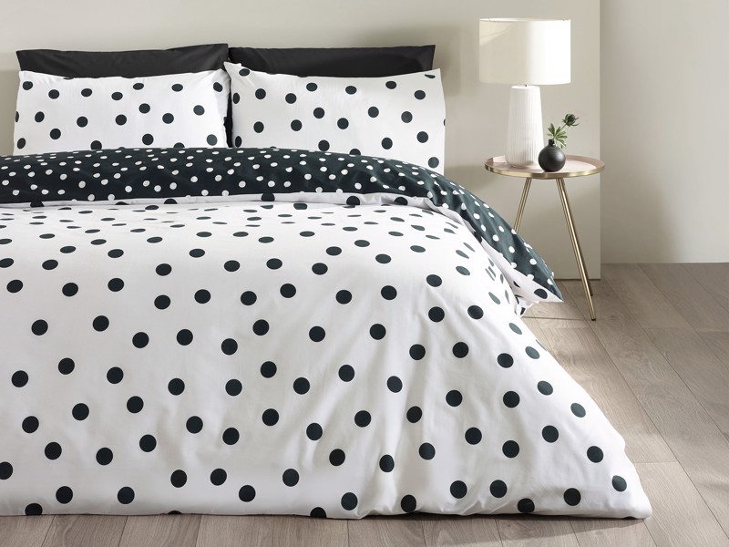 Catherine Lansfield Polka Dot Black and White Duvet Cover Set5