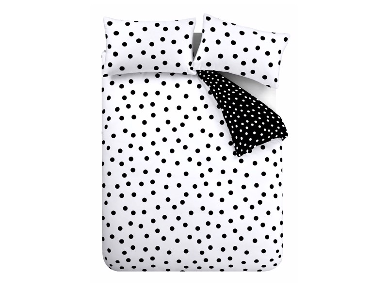 Catherine Lansfield Polka Dot Black and White Duvet Cover Set6