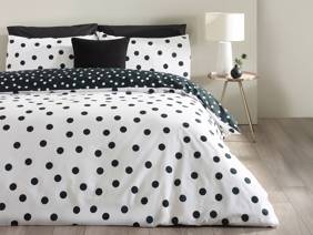 Catherine Lansfield Polka Dot Black and White Duvet Cover Set1