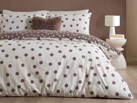 Catherine Lansfield Polka Dot Chocolate Single Duvet Cover Set1