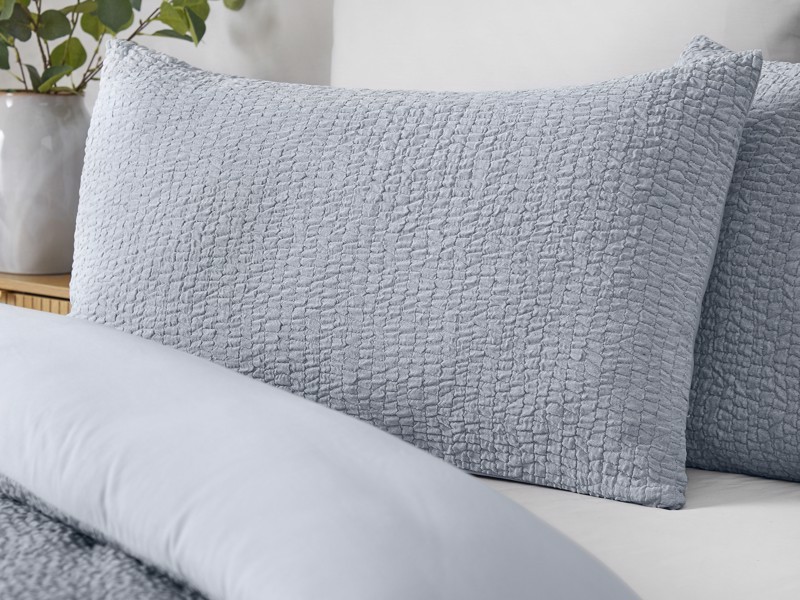 Catherine Lansfield Crinkle Seersucker Blue Duvet Cover Set3