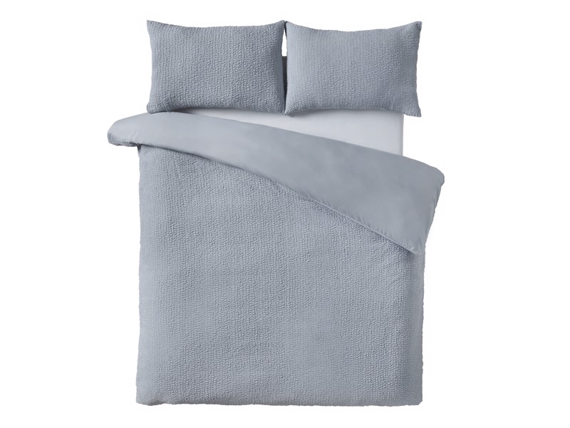 Catherine Lansfield Crinkle Seersucker Blue Duvet Cover Set4