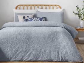 Catherine Lansfield Crinkle Seersucker Blue Duvet Cover Set1