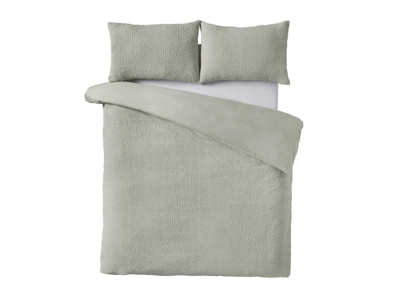 Catherine Lansfield Crinkle Seersucker Green Duvet Cover Set5