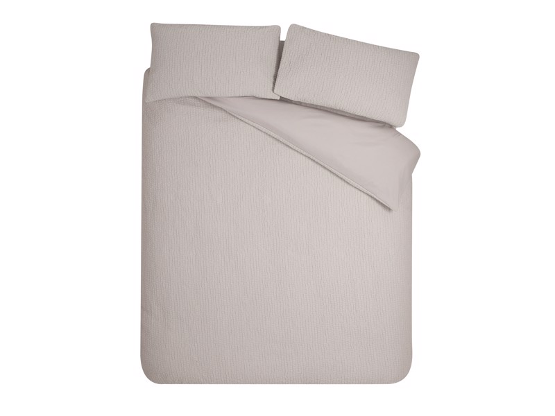 Catherine Lansfield Crinkle Seersucker Natural Duvet Cover Set4