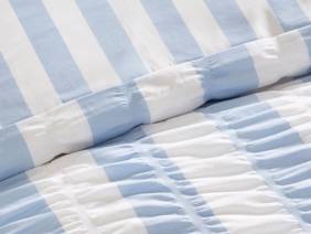 Catherine Lansfield Seersucker Frill Stripe Blue Duvet Cover Set3