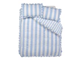 Catherine Lansfield Seersucker Frill Stripe Blue Duvet Cover Set4