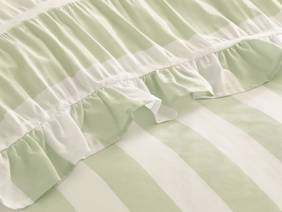 Catherine Lansfield Seersucker Frill Stripe Green Duvet Cover Set3