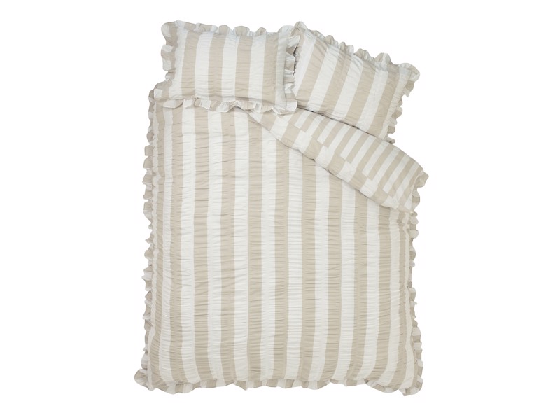 Catherine Lansfield Seersucker Frill Stripe Natural Duvet Cover Set5