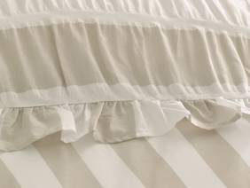 Catherine Lansfield Seersucker Frill Stripe Natural Duvet Cover Set4