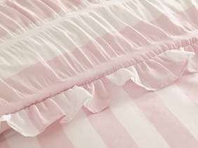 Catherine Lansfield Seersucker Frill Stripe Pink Duvet Cover Set4