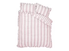 Catherine Lansfield Seersucker Frill Stripe Pink Duvet Cover Set5