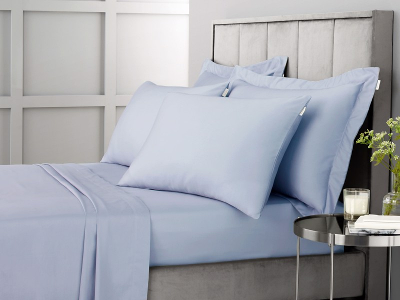 Bianca Fine Linens 400TC Cotton Sateen Blue Fitted Bed Sheet4
