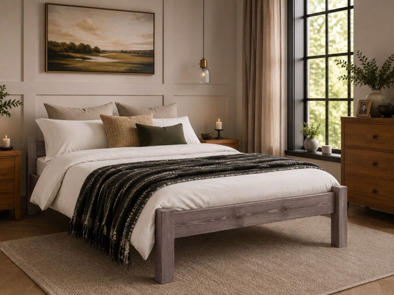 Land Of Beds Double Size - CLEARANCE STOCK - Thistleby Gunpowder Wooden Bed Frame1
