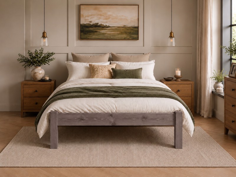 Land Of Beds Double Size - CLEARANCE STOCK - Thistleby Gunpowder Wooden Bed Frame2