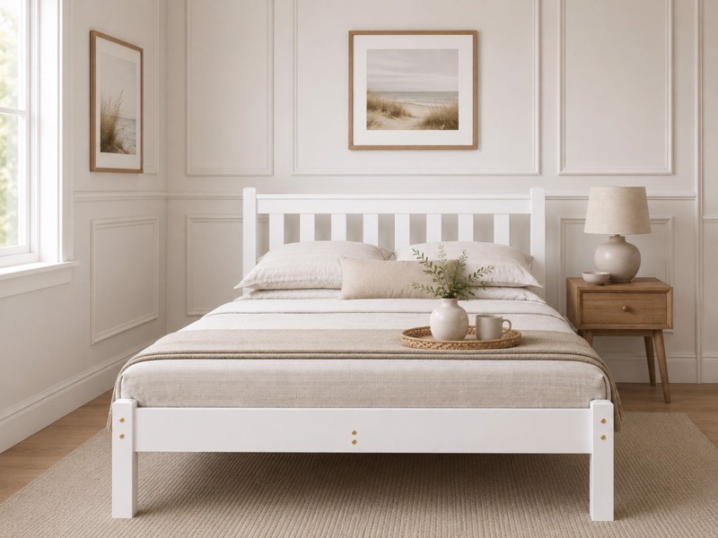 Friendship Mill Shaker White Low Footend Wooden Bed Frame2