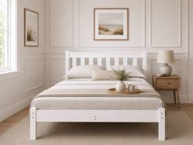 Friendship Mill Shaker White Low Footend Wooden Bed Frame2