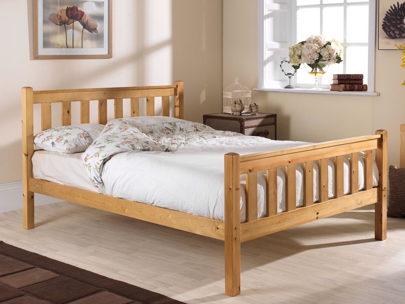 Friendship Mill Shaker Pine High Footend Wooden Double Bed Frame1