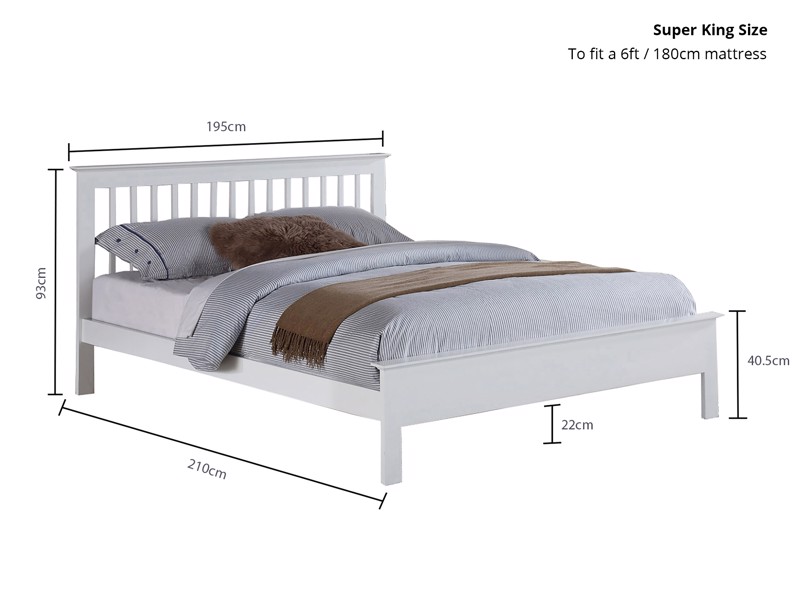 Land Of Beds Pentre White Wooden Super King Size Bed Frame7