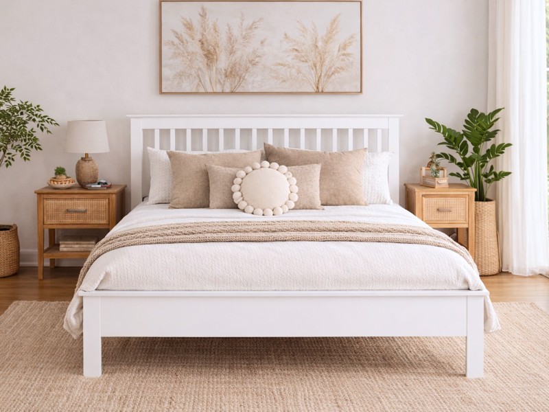 Land Of Beds Pentre White Wooden Bed Frame2