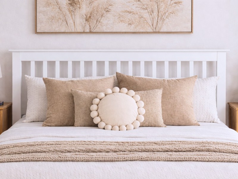 Land Of Beds Pentre White Wooden Bed Frame3