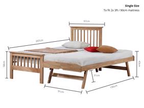 Land Of Beds Pentre Oak Wooden Single Guest Bed4