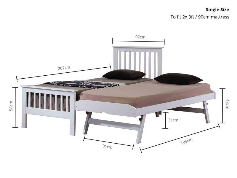 Land Of Beds Pentre White Wooden Guest Bed4