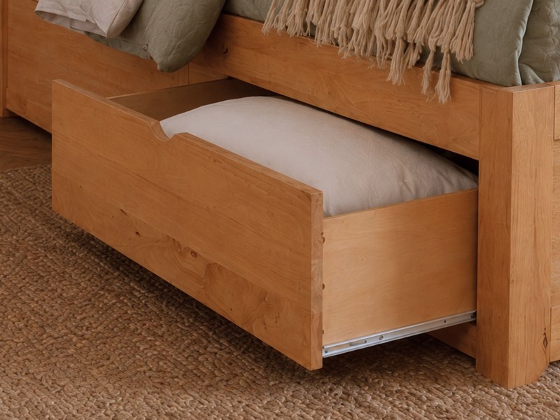 Land Of Beds Pentre Fixed Drawer Oak Finish Wooden King Size Bed Frame5