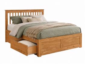 Land Of Beds Pentre Fixed Drawer Oak Finish Wooden King Size Bed Frame3