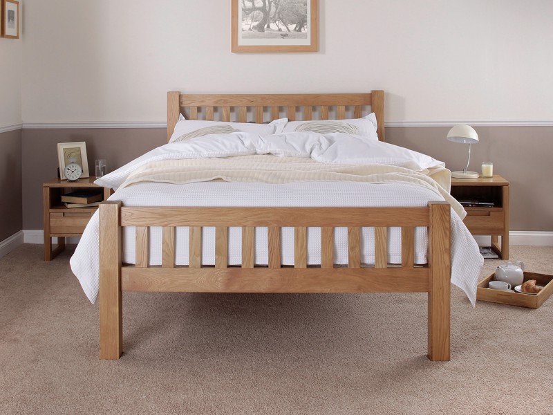 Land Of Beds Columbia Oak Wooden King Size Bed Frame2