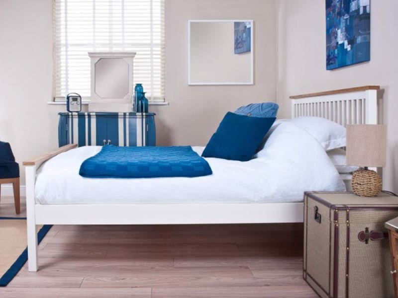 Land Of Beds Hudson White Wooden Bed Frame3