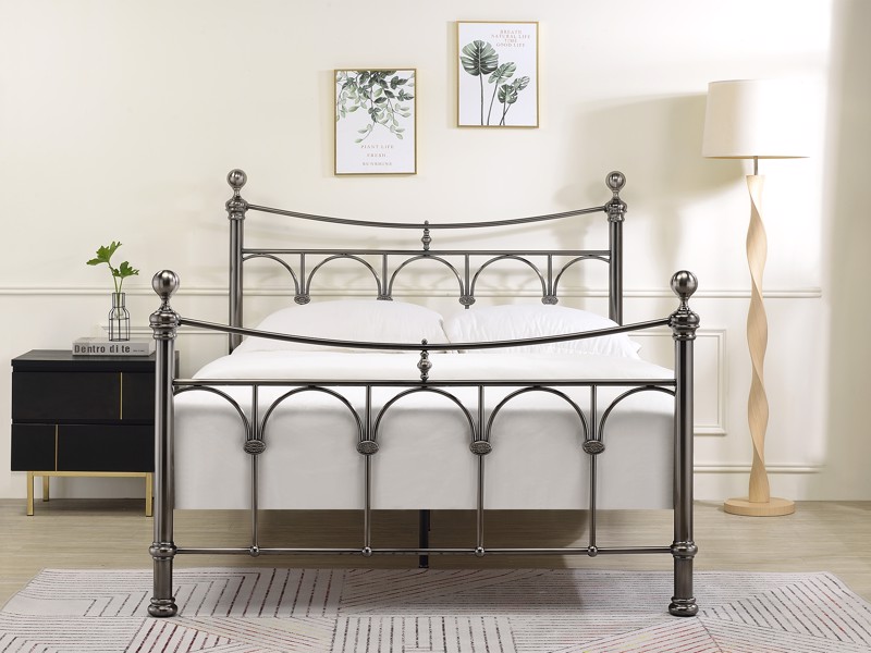 Land Of Beds Gladstone Nickel Metal King Size Bed Frame3