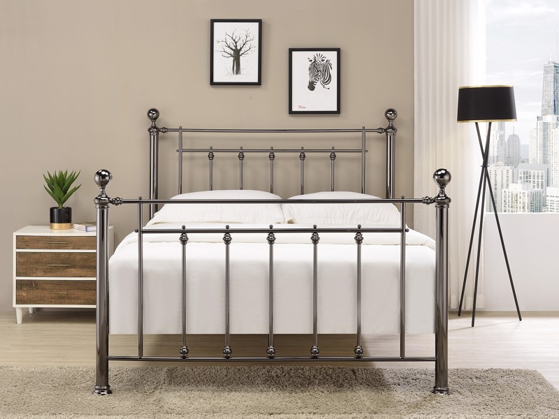 Land Of Beds Lawson Black Metal King Size Bed Frame3
